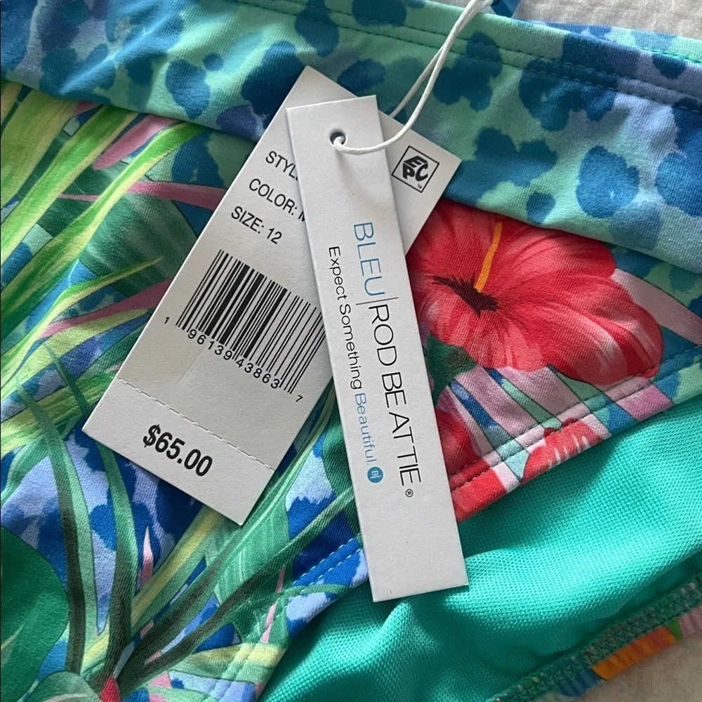 Bleu by Rod Beattie Tropical Flight Tie-Side Bikini Bottom Swimsuit Size 12